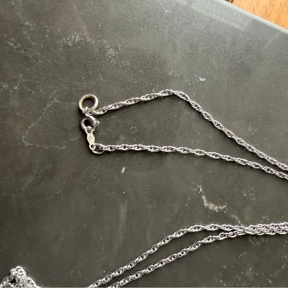 Silver Chain with American Flag Cross Dog Tag Pendant